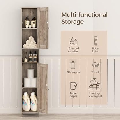 Homleke Tall Bathroom Storage Cabinet with 2 Doors, Slim Bathroom Cabinet