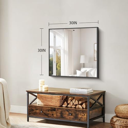Koonmi Black Bathroom Mirror for Over Sink,Metal Framed 30"x30" Wall Mirror
