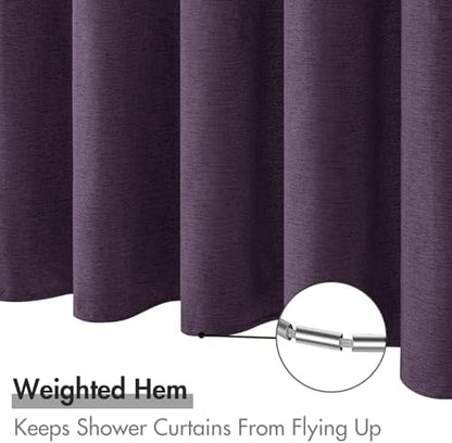 MIULEE Linen Fabric Shower Curtain Purple W72*L72 12 Metal Hooks
