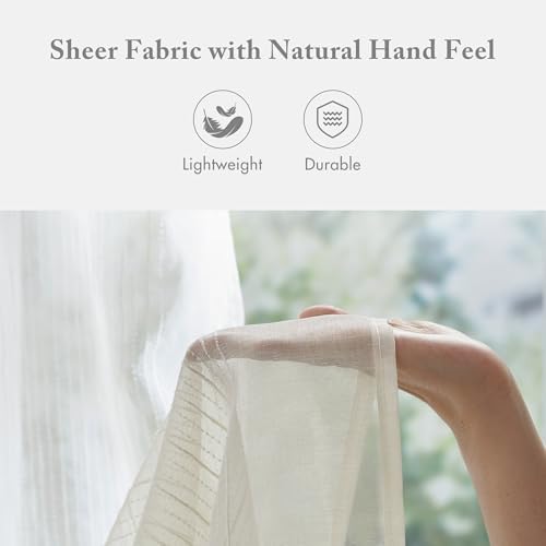 Madison Park Anna Sheer Shower Curtain for Bathroom, 72 x 72, Ivory