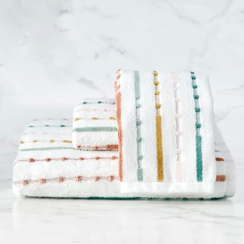 SKL Home Modesto Stripe Hand Towel Set-2pc, Premium 100% Cotton, Multi