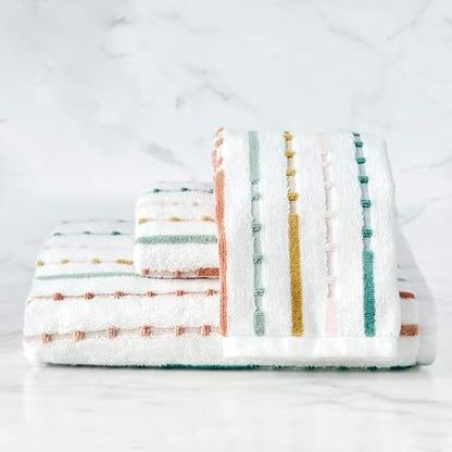 SKL Home Modesto Stripe Hand Towel Set-2pc, Premium 100% Cotton, Multi