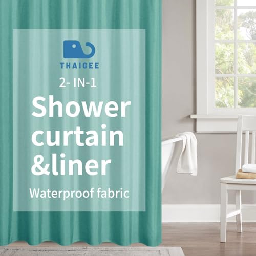 Waterproof Fabric Shower Curtain,No Liner Needed,72x72,Teal