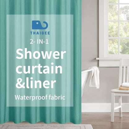 Waterproof Fabric Shower Curtain,No Liner Needed,72x72,Teal