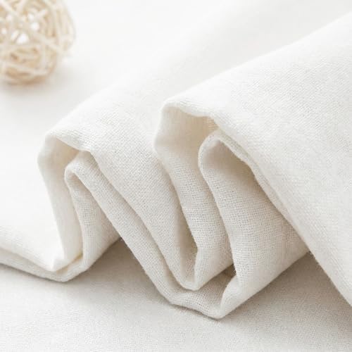 Farmhouse Shower Curtain Linen Button White 72" W x 72" L