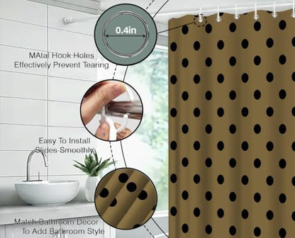 Polka Dot Shower Curtain Bathroom Decor with Hooks,60" Wx70 H