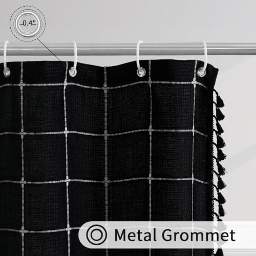 Gibelle Black Boho Farmhouse Shower Curtain for Bathroom 72x72