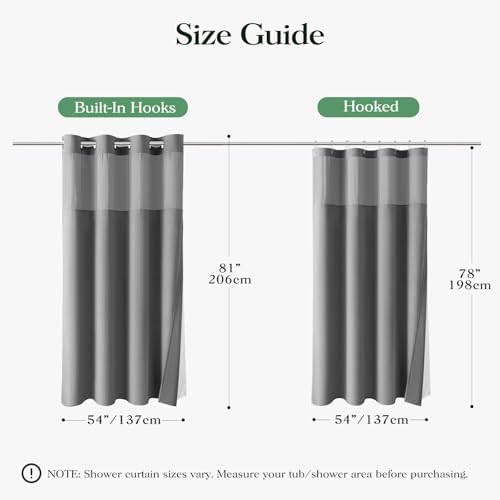 Dynamene Grey Hook Free Waffle Shower Curtain & Snap-in Fabric Liner,54x81