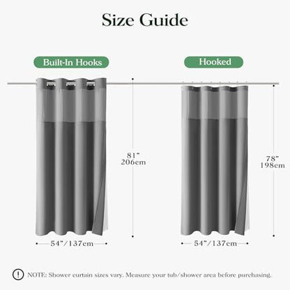 Dynamene Grey Hook Free Waffle Shower Curtain & Snap-in Fabric Liner,54x81