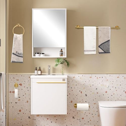 4 Piece Brushed Gold Stainless Steel Bathroom Hardware Set Include Hand Towel Ring, Toilet Paper Holder,and 2 Robe Towel Hooks,Bathroom Accessories Kit