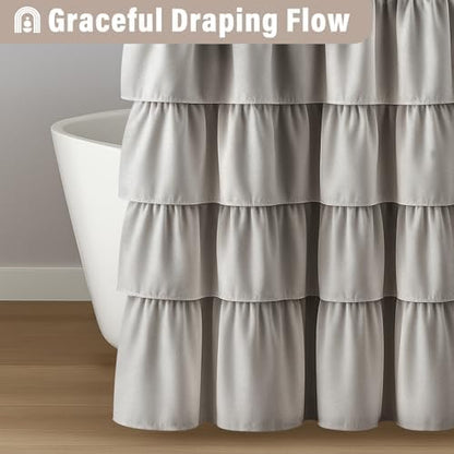 Seasonwood Ruffle Shower Curtain Gray, 72" x 72"