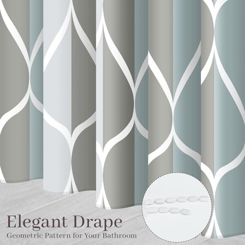 Gelbchu Grey Blend Geometric Shower Curtain for Bathroom, 84x72 Inch