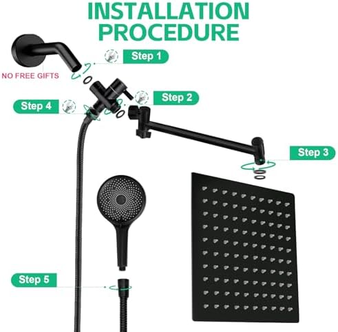 Shower Head,10" High Pressure Rainfall Shower Head with Handheld Dual Spray