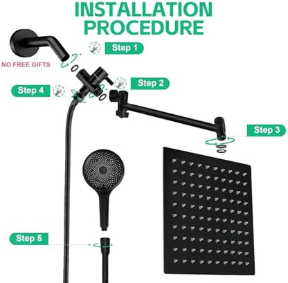 Shower Head,10" High Pressure Rainfall Shower Head with Handheld Dual Spray