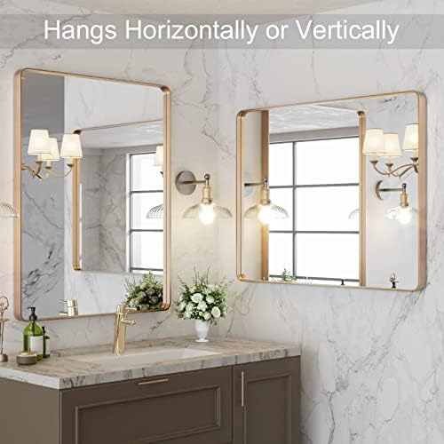 LOAAO 28"X36" Gold Bathroom Mirror