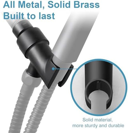 OFFO Shower Head Holder for Handheld Shower Head, Adjustable Shower Arm Mount for Connecting Shower Arm and Shower Hose, 1/2 Inch IPS Female Inlet and Male Outlet, Matte Black Finish