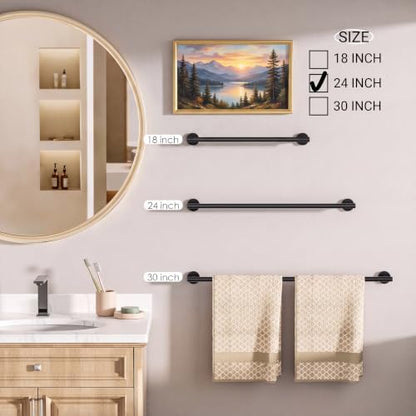 FORIOUS Bathroom Accessories, 4-Piece Bathroom Hardware Set - 24" Towel Bar