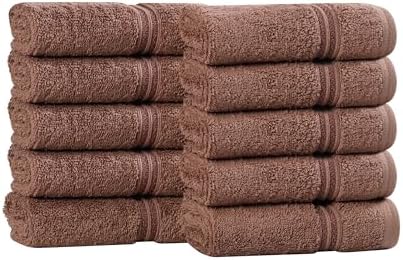 Superior 100% Long Staple Combed Cotton Face Towels, 10 Piece, Mocha