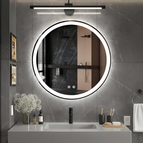 DUMOS 28 Inch Round LED Bathroom Mirror with Lights, Circle Vanity Mirror