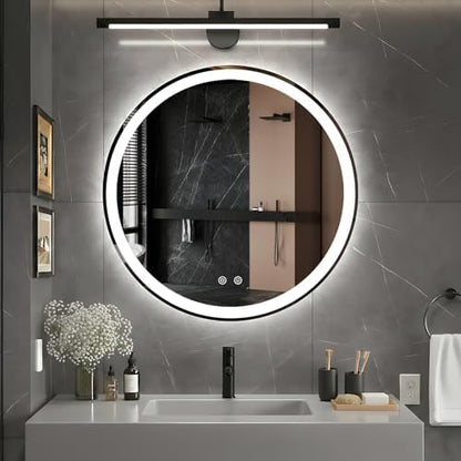 DUMOS 28 Inch Round LED Bathroom Mirror with Lights, Circle Vanity Mirror