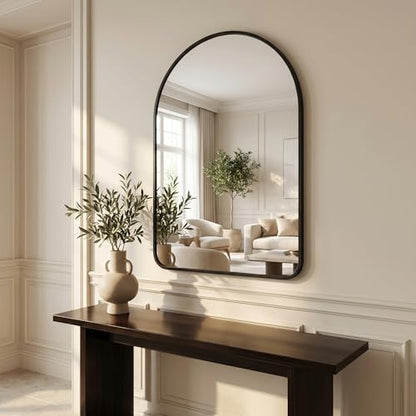 HARRITPURE 26"x38" Arched Bathroom Mirror Wall Mounted Black Arch Mirror