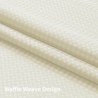 Colorful Star Ivory No Hook Waffle Shower Curtain Set, 72" W x 75" L
