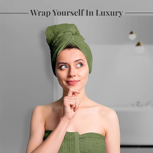 Tens Towels 8 Piece Towel Set, 2 XL Bath, 2 Hand, 4 Washcloth, Green