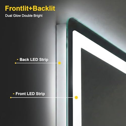 LED Bathroom Mirror with Lights, 24"x40" Lighted Vanity Mirror for Wall