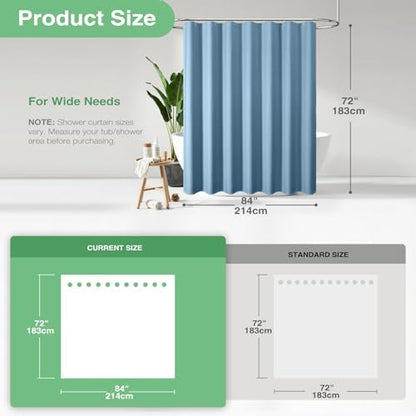 Dynamene Extra Wide Waffle Shower Curtain 256 GSM 84"x72" Moonlight Blue