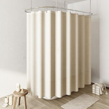 Naturoom Linen Shower Curtain 108x72 Inch for Bathroom Beige 1 Panel