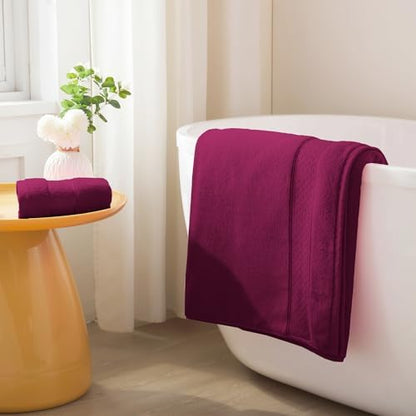 COZYART Bath Towel Set 6 PCS, Burgundy Luxury 100% Turkish Cotton 650GSM