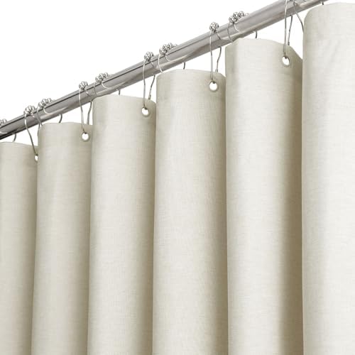 BTTN Linen Textured Waterproof Fabric Shower Curtain, 72x90, Light Cream