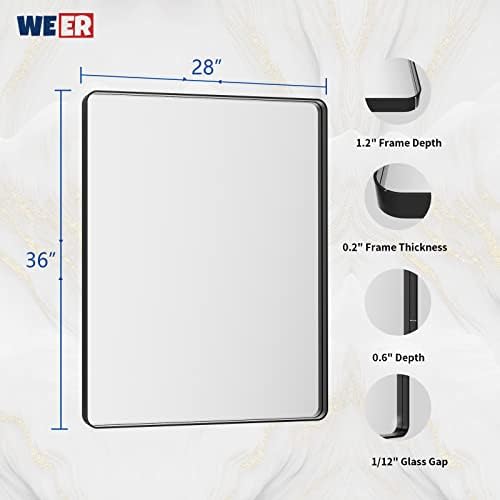 WEER Black Bathroom Vanity Mirror 28X36 Inch