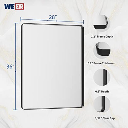 WEER Black Bathroom Vanity Mirror 28X36 Inch
