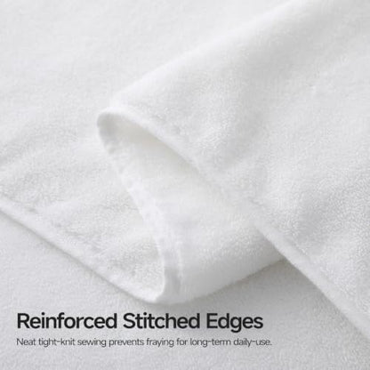 REDKISS Luxury White Bath Towels Set of 2, 100% Cotton 760GSM Heavyweight Bath Sheets, 31 x 63 Inch Oversized Large Bath Towels, Soft Plush Fluffy, Highly Absorbent Quick Dry Hotel Collection