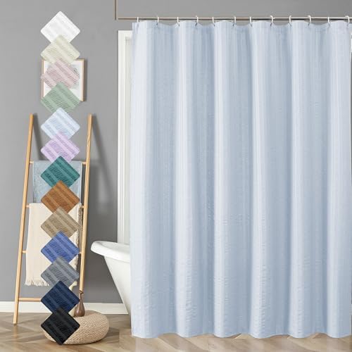 Aiyufeng Glacier Blue Shower Curtain for Bathroom, Embossed Textured Fabric Shower Curtain for Bathroom - Soft Cloth & Hotel Spa, Machine Washable, 72X78,Glacier Blue