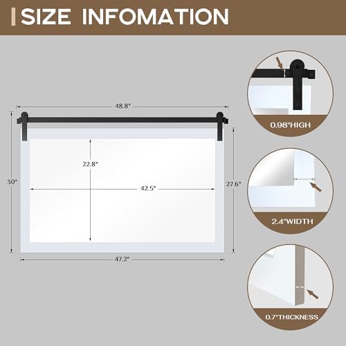 COGOOD Farmhouse Bathroom Mirrors for Over Sink - 30 x 49 Pure White