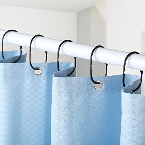 24 Pcs Shower Curtain Rings, Goowin Shower Curtain Hooks, Oval Snap Shower Rings for Curtain, Metal Black Shower Curtain Rings Rust Proof, Glide Smoothly Shower Hooks for Shower Curtain Rod (Black)