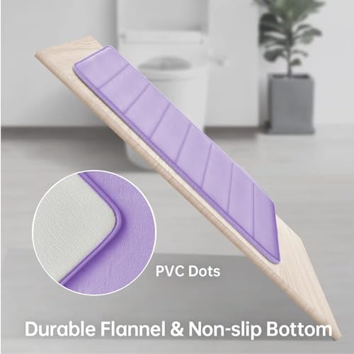 RUN HELIX Lavender Bathroom Rug Set 3 Pieces Ultra Soft, Striped Non Slip Memory Foam Toilet Mat, Absorbent Plush Shaggy Bath Mats for Bathroom, Bedroom, Kitchen