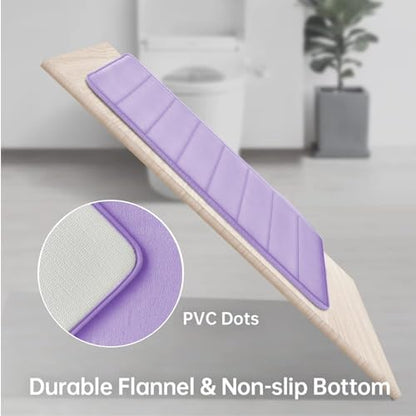 RUN HELIX Lavender Bathroom Rug Set 3 Pieces Ultra Soft, Striped Non Slip Memory Foam Toilet Mat, Absorbent Plush Shaggy Bath Mats for Bathroom, Bedroom, Kitchen