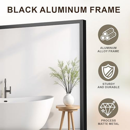 FICTOR Bathroom Vanity Mirror for Over Sink, 30" x 60", Black