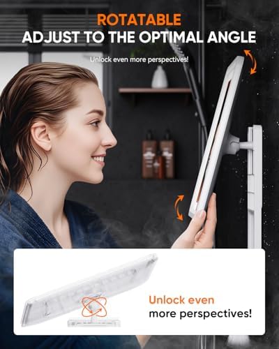 Heated Shower Mirror Fogless for Shaving (Gen 3) - 3 Colors Stepless Dimmable Lights, Anti-Fog Shaving Mirror with Razor Holder, No-Drilling, Removable - White