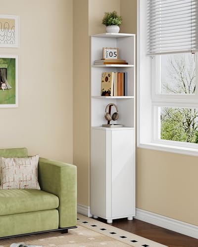 Hzuaneri Corner Cabinet, Tall Bathroom Corner Cabinet with Doors