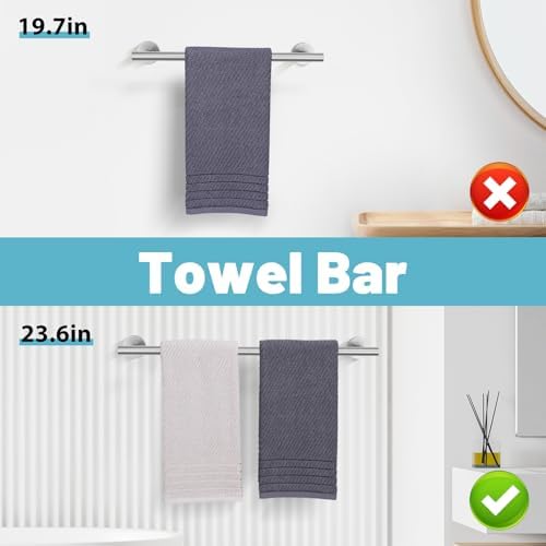 Brushed Nickel Bathroom Hardware Set, 6 Pieces Towel Bar Bathroom Accessories Set Toilet Paper Holder Towel Holder Towel Ring and Towel Hooks Wall Mounted, SUS304 Stainless Steel Towel Rack Set