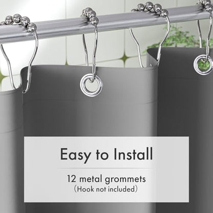 Amazer Grey Shower Curtain Liner, 72x72 Plastic Shower Liner PEVA Medium Weight Inside Shower Curtains for Bathroom with Rustproof Grommets