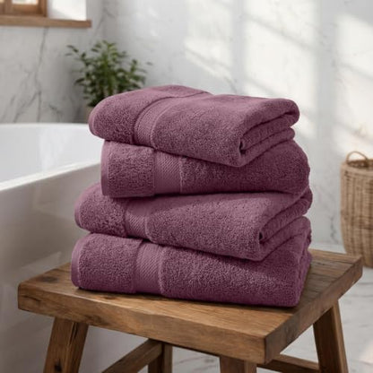 Superior Egyptian Cotton Plush & Absorbent, Bath Towel Set of 4, Plum