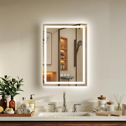 20"x28" LED Bathroom Mirror with Anti-Fog, Backlit & Front Lights, Memory