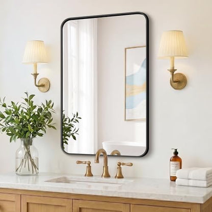 FICTOR Bathroom Mirror for Over Sink, 20"x30" Vanity Mirror for Wall, Black