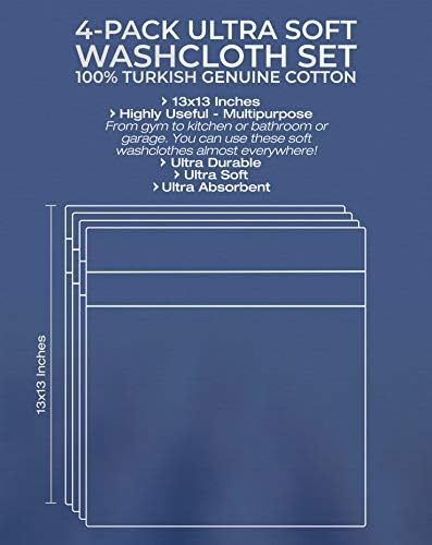American Veteran Towel, 100% Cotton Turkish Washcloths for Bathroom Essentials 4 Pack, Soft Absorbent Wash Cloths Quick Drying Small Towels Washrags, Purple