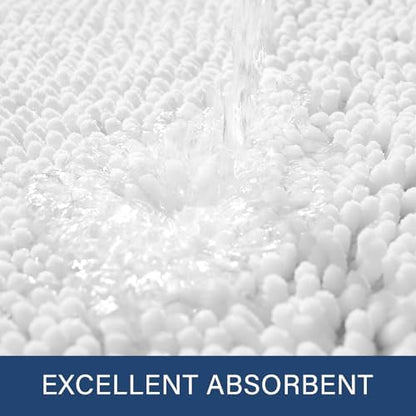 LOCHAS Luxury Bathroom Rug Shaggy Bath Mat 24 x 40 Inch, White